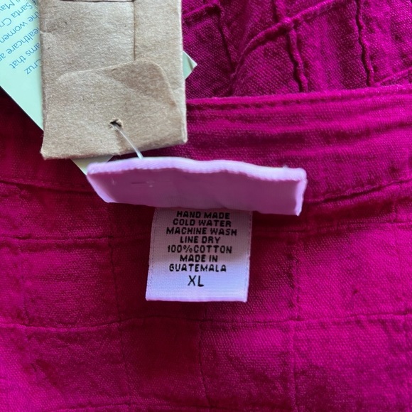 Eucalyptus Magenta Pink Size XL Cotton Boho Hippie Button Down Boxy Top - Picture 8 of 8